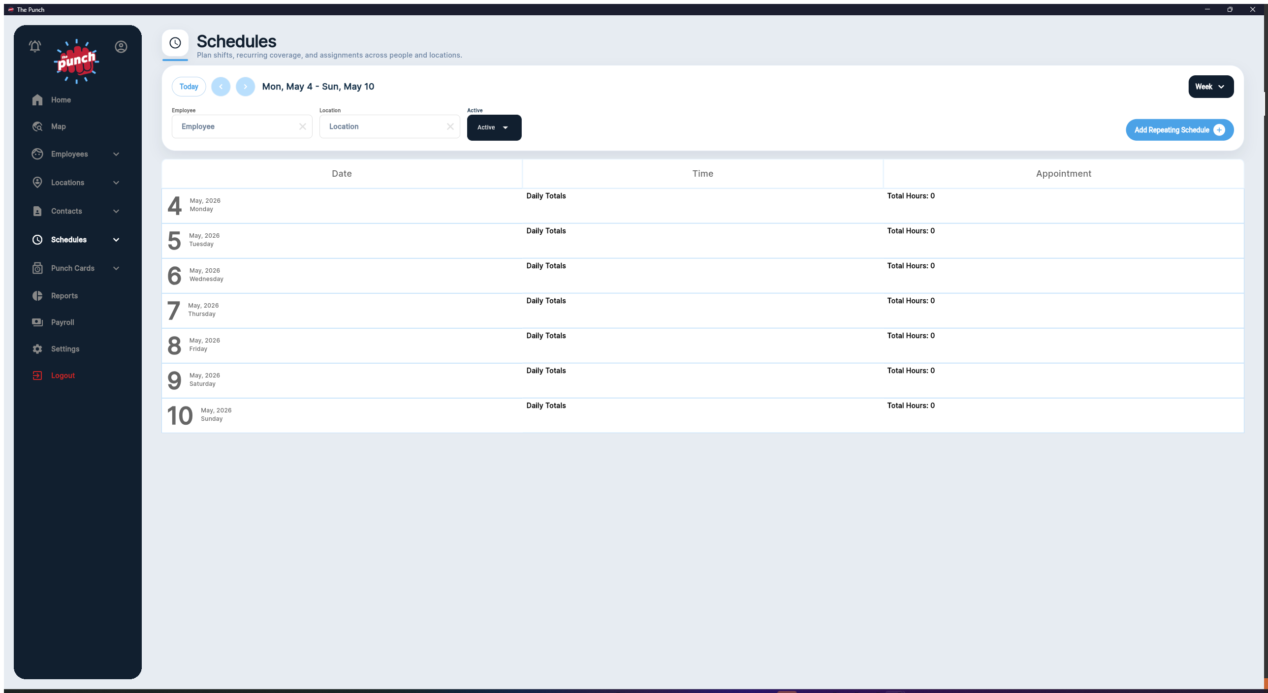 Schedules screenshot